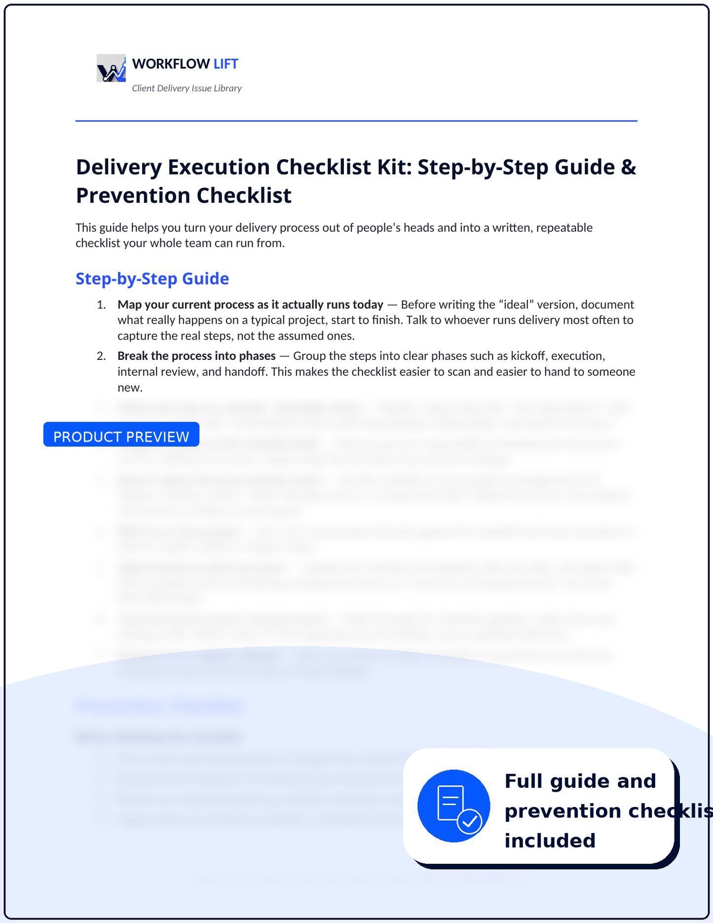 Delivery Execution Checklist Kit