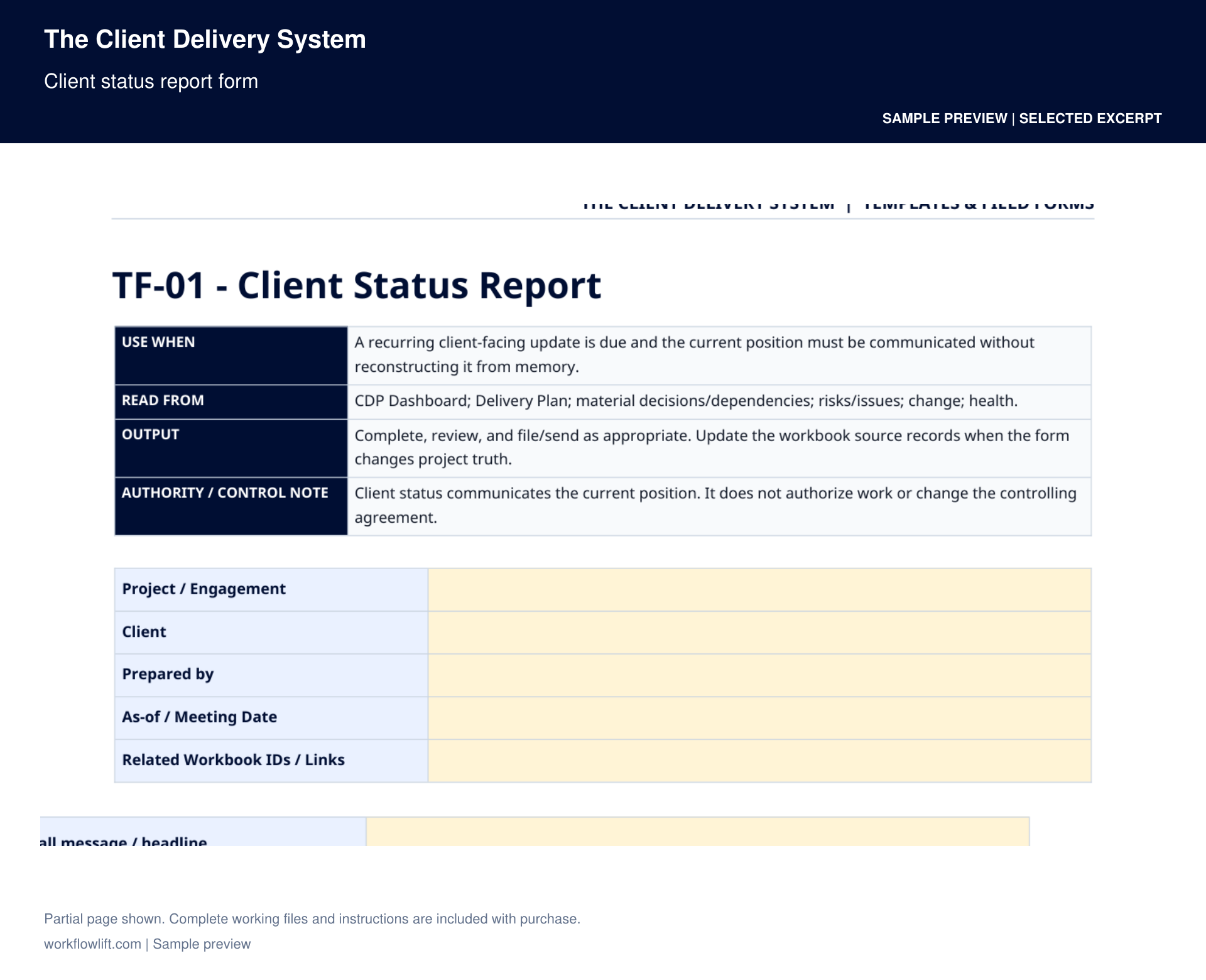 Prepare a client status report from current delivery records.