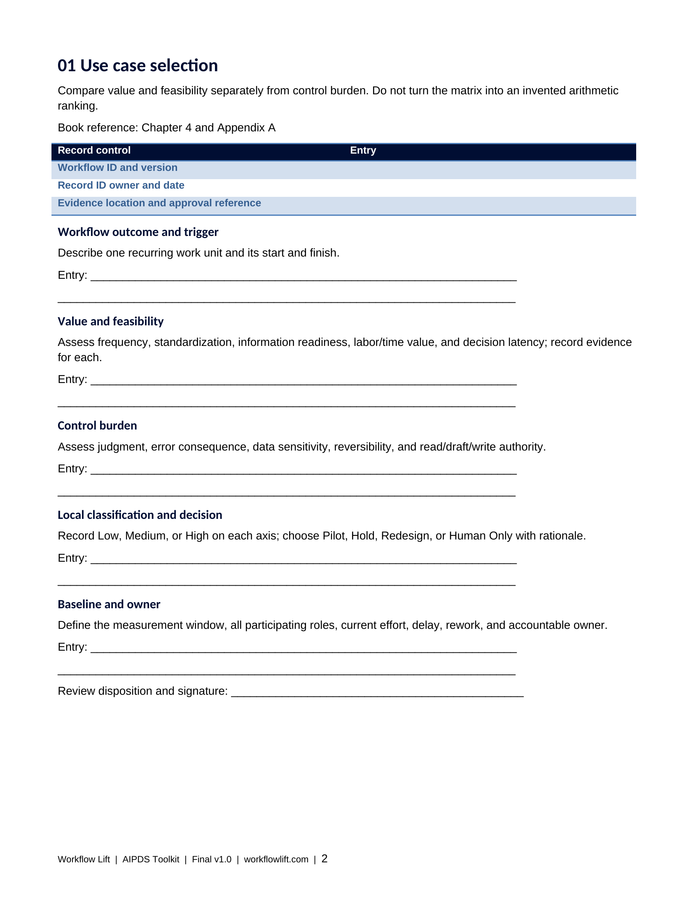 AIPDS toolkit preview: Editable use case selection form